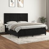  The Living Store Box spring postelja z vzmetnico črna 160x200 cm žamet - Box Spring Postelja, (21444341) Cene