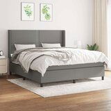  Box spring postelja z vzmetnico temno siva 160x200 cm blago, (20898896) | Shoptok.si