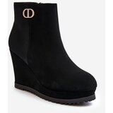 Kesi Women's wedge ankle boots with small embellishments, black Bertolina Cene