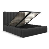 Micadoni Home Antracitno sivi tapecirani bračni krevet s prostorom za odlaganje s podnicom 160x200 cm Kelp – | shoptok.hr