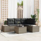 vidaXL 4-delni vrtni kavč set s blazinami črni poli ratan | Shoptok.si