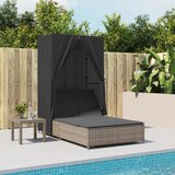 Maison Chic Dvojni Ležalnik - Sončna ležalnik s streho in zavesami siv poli ratan, (22042738) | Shoptok.si
