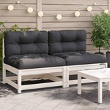 Maison Chic Vrtni kavč - Zunanji kavči brez naslonjal z blazinami 2 kosa bela borovina, (22040936) | Shoptok.si