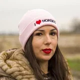 zimska kapa "i love horses" pink