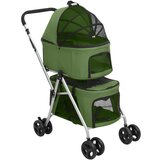 vidaXL Zložljiv pasji voziček 2-nadstropni zelen 83x48x97 cm blago | Shoptok.si