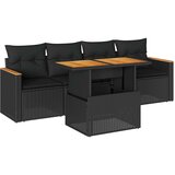 vidaXL Vrtna sedežna garnitura 5-delna z blazinami poli ratan/akacija | Shoptok.si