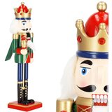 springos Hrestač 38 cm z žezlom, božični okras, figura malega vojaka iz modrozelenega lesa., (21637769) | Shoptok.si