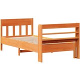 vidaXL Posteljni okvir brez vzmetnice voščeno rjav 75x190 cm borovina | Shoptok.si