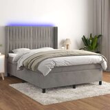  Box spring postelja z vzmetnico LED svetlo siva 140x200cm žamet, (20899190) Cene
