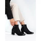VINCEZA Black suede women's ankle boots on post