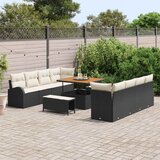  Set vrtnog namještaja od 11 dijelova s jastučićima crne boje poli ratana akacije sofa za vrt za dvoje s jastučićima crne boje p | shoptok.hr