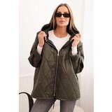 Kesi Włoski Women's quilted jacket with a hood khaki Cene