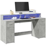  Radni stol s LED svjetlima sivi 160x55x91 cm konstruirano drvo | shoptok.hr
