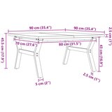  Stolić za kavu Y-oblika 90x90x45,5 cm od borovine i čelik | shoptok.hr