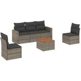 Maison Chic Seti vrtnega pohištva - Vrtna garnitura - Vrtni pohištvo set 6-delna z blazinami siv poli ratan, (21807215) | Shoptok.si