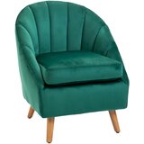 HOMCOM Fotelj za spalnico in dnevno sobo iz zelenega žameta z debelim oblazinjenjem in masivnim lesenim okvirjem (67x65x77cm), (20745107) | Shoptok.si