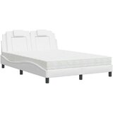 vidaXL Postelja z vzmetnico bela 140x200 cm umetno usnje | Shoptok.si