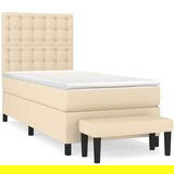 vidaXL Box spring postelja z vzmetnico krem 80x200 cm blago | Shoptok.si