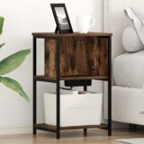 vidaXL Noćni ormar Dimljeni hrast 38 x 31 x 61 cm Konstruirano drvo Cijene