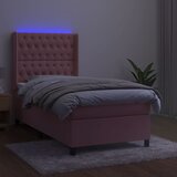 box spring s madracem LED ružičasti 100x200cm baršunasti | shoptok.hr