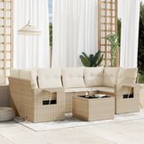 Maison Chic Seti vrtnega pohištva - Vrtna garnitura - Vrtni pohištvo set 7-delna z blazinami bež poli ratan, (21807552) | Shoptok.si