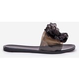 Boto Transparent Flat Women's Slippers With Artificial Flower Black Vobetta | ePonuda.com