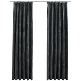 vidaXL Zatemnitvene zavese 2 kosa z obešali žamet antracit 140x225 cm, (20767912) | Shoptok.si