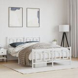 Maison Chic Kovinski Posteljni okvir - Dvoposteljna postelja - Zakonska postelja z vzglavjem in vznožjem bel 140x200 cm, (21695779) | Shoptok.si