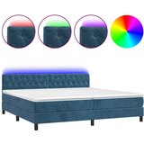 vidaXL Box spring postelja z vzmetnico LED temno modra 200x200cm žamet, (20788931) Cene