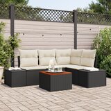 vidaXL 5 Dijelni Vrtni Sofa Set s Jastučićima Crna Poli Ratan Akacija Cijene