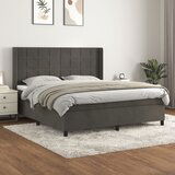 Maison Chic Box spring postelja - Vzmetna postelja z vzmetnico temno siva 160x200 cm žamet SL21416, (21893031) | Shoptok.si