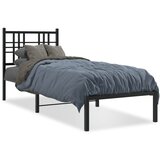  The Living Store Kovinski posteljni okvir z vzglavjem črn 75x190 cm - Posteljni Okvir, (21523983) | Shoptok.si