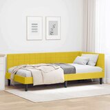 vidaXL Kotna postelja z vzglavjem Rumena 100 x 200 cm Žamet | Shoptok.si