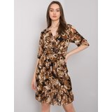 Fashion Hunters Brown patterned dress with frills | Shoptok.si