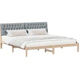 vidaXL Posteljni okvir z oblazinjenim vzglavjem Rjava 200 x 200 cm | Shoptok.si