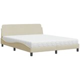 vidaXL Postelja z vzmetnico krem 160x200 cm blago, (21216359) Cene