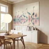  XXL slika - Birds by the lake - herons painted in watercolour in delicate grey and pink colours 150x100 | shoptok.hr