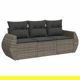  The Living Store Vrtna sedežna garnitura 3-delna z blazinami siv poli ratan - Vrtna Sedežna Garniture, (21455479) | Shoptok.si