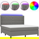 Maison Chic Box spring postelja - Vzmetna postelja z vzmetnico LED temno siva 160x200 cm blago SL21541, (21904926) | Shoptok.si