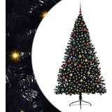 vidaXL Umjetna preddekorirana božićna jelka Črna 210 cm PVC Cene