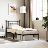 Maison Chic Kovinski Posteljni okvir - Enojna postelja - Postelja za odrasle z vzglavjem črn 90x200 cm, (21694620) | Shoptok.si