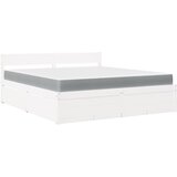 The Living Store Postelja s predali in vzmetnico bela 180x200 cm trdna borovina - Postelja, (21610223) | Shoptok.si