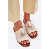 EVENTO Women's sandals on a flat heel with decorative tying beige Norela | Shoptok.si
