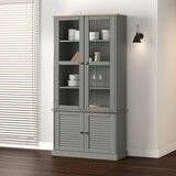 The Living Store Vitrina sa staklom VIGO siva 85x35x170 cm od masivne borovine Cene