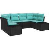 vidaXL Vrtna sedežna garnitura 6 pcs Črna in turkizna Poly ratan, (5000134941) | Shoptok.si