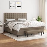 vidaXL Box spring postelja z vzmetnico taupe 160x200 cm blago Cene