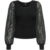Only Puloverji ONLJULIE LS RIB MIX O-NECK CC KNT 15350562 Črna Cene