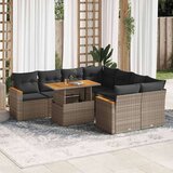 vidaXL 9-dijelni set vrtnih sofa poliratan i bagrem s jastucima sivi | shoptok.hr