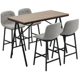 5-delni barski set z 4 barskimi stoli, bistro miza, kovina, svetlo rjav, 120x60x91 cm, za kuhinjo in jedilnico, (5000493624)
