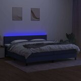  Krevet box spring s madracem LED plavi 200x200 cm od tkanine | shoptok.hr